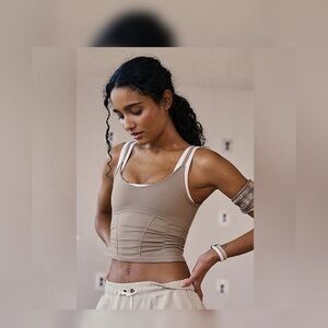 Free People Beige Fitted Crop Top